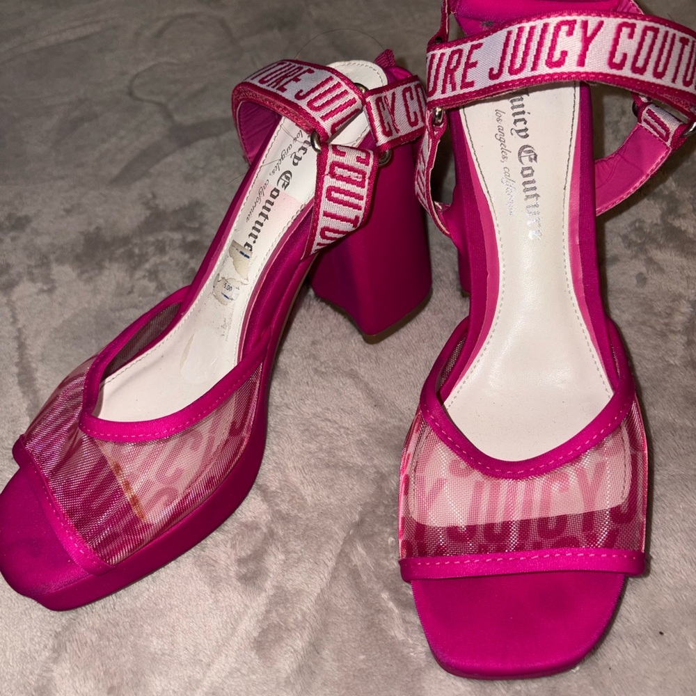 Juicy Couture Fuchsia Heels with Logo Straps